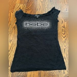 bebe black off the shoulder top